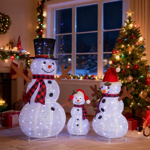 Led schneemann familien - schneemann, 3er