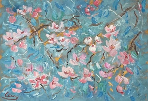 ölbild gemälde blumen - Ölbild,