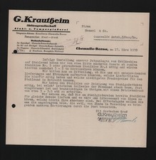 CHEMNITZ-BORNA, Brief 1939, G. Krautheim AG Stahl-Temper-Giesserei Stahlkies