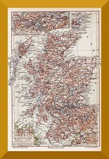 Schottland +Historische Landkarte von 1905+ Scotland,Highlands,Aberdeen,Glasgow