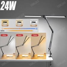 LED Klemmleuchte Dimmbar Schreibtischlampe mit Schwenkarm USB Tischlampe 60cm