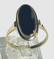 Antik 333 Gold Ring mit schwarzer Onyx Tafel um 1920 / 30 RG 53 Ø 17,8 mm apart