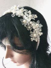 Haarschmuck Haarreif Kopfschmuck Perlen Haarkranz  zum Kommunionkleid Party neu