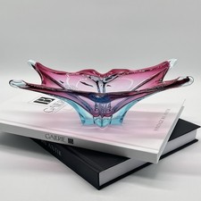 Vintage Murano Sommerso Glas Schale • blau rosa pink • Mid Century • 1950er