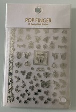 Nail Sticker Nagelsticker Nagelaufkleber Silber Blumen Schmetterling Käfer 3D