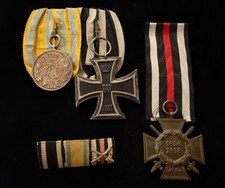 2er Ordensspange Friedrich August Medaille Silber EK 2 1914 EKF + Bandschnalle