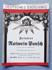 altes Flaschenetikett Etikett Label Feinster Rotwein Punsch Illert Auheim Hanau