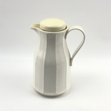 Vintage Thermoskanne Weiß | Glaseinsatz Isolierkanne | Retro 70er Design Plastik