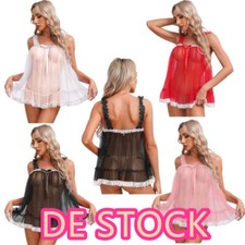 DE~Damen Mesh Negligee Babydoll Tunika Kleider Erotische Dessous Nachtwäsche