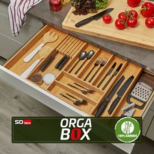 ORGA-BOX® Bambus Besteckeinsatz ausziehbar Besteckkasten für Nobilia Küchen