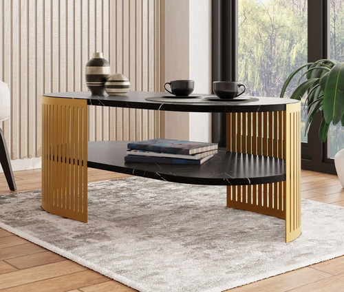 Couchtisch oval purtino gold - purtino,