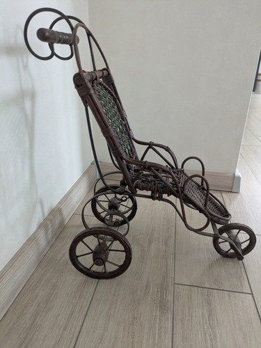 Puppenwagen rattan metall - rattan,