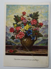 Schöne alte Ansichtskarte AK -Geburtstagskarte Alpenblumen Virginie Waltenberger