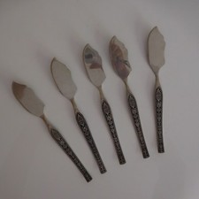 5 Messersatz Fisch- Edelstahl Silber Vintage Jugendstil Deko Design Xx PN France