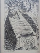 ERNST BARLACH - Und wenn die Welt voll Teufel wär! Lithographie 1915, Schult 69