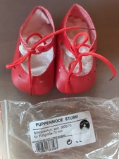Puppenschuhe v. Sturm, 9,5 cm lang 5 cm breit, rot für 70mm Gr. Füße