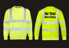 Warnschutz Sweatshirt neon gelb Warn Schutz Pullover mit Werbung,Firmenname etc.