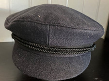 Alt Uniform Stoff Mütze mit Anker Knopf Elbsegler Gr M getragen Seefahrt Marine