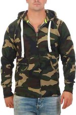 Herren Camouflage Sweatjacke mit Zip Hoodie Kapuzenjacke Sweater Zipper Jacke