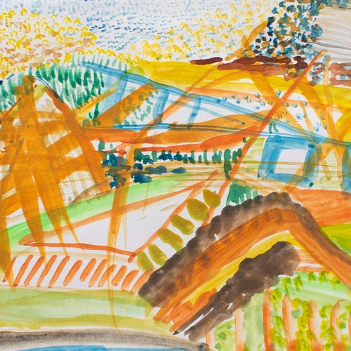 Landschaft abstrakt signiert - landschaft,