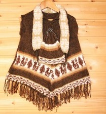 Alpaka Strick Poncho beige