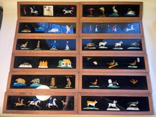 12x Antik Platten Holz Glas