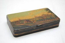 Biedermeier Tabakdose Weissblech mit Öl - Lackmalerei Lanschaft Stobwasser ?