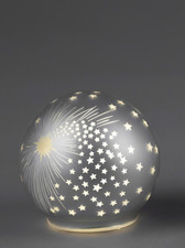Formano LED Deko Kugel 12 cm Sterne Komet Spirit matt silber weiß Licht + Timer