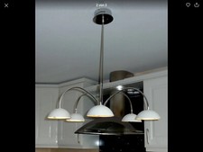 Hängelampe Deckenleuchte Esszimmer Esstisch in Weiß chrom 5 flammig