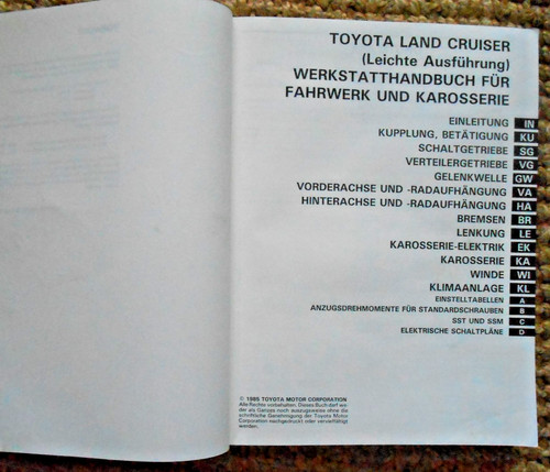 Werkstatthandbuch toyota land - werkstatthandbuch,