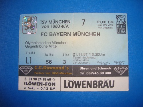 Ticket 1860 münchen - 97/98,