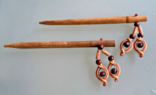 Holz Haarstab mit Perlen Haarschmuck Stäbchen 2 Stück Handgemacht