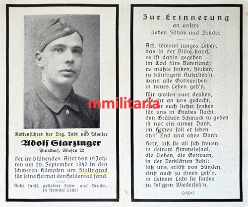 Sterbebild wwii rottenführer - wwii,