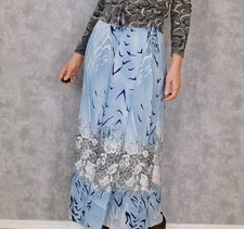 Langer Wickelrock Rock 40 L Hellblau Damen Vunic Vintage Maxirock Gebunden Blau