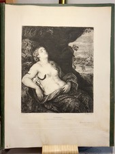 Kleopatra 1885 Stahlstich Tizian Historisch Antike Kunst Gravure Gemälde Raritat