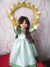 Lichterpuppe elektrisch beleucht. groß Christkind Bornkindl  grün/gold  Erzgeb.