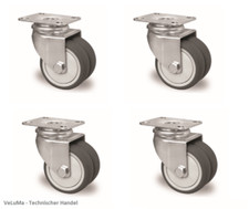 TRANSPORTROLLEN 50mm STRANDKORBROLLEN APPARATEROLLE DOPPELROLLEN SCHWERLASTROLLE