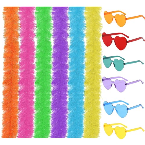 Federboa sonnenbrille set bunt - federboa,