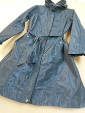 Sandwich dünner Nylon Mantel Gr 36 (38) S M d.Blau Trenchcoat Windfest glänzend