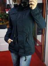 Übergangs Blogger Damen Herbst kurz Parka Mantel Jacke Dunkelblau d.G S 36