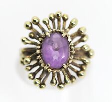 Vintage 585er / 14kt Gelbgold Damenring, Amethyst Floral Natural Organisch Blume