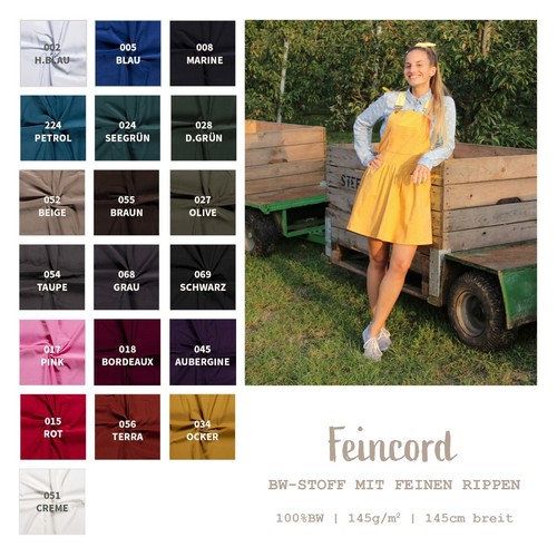 Feincord meterware uni - meterware,
