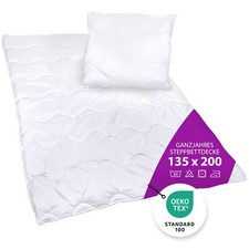 Steppbett Decke und Kopfkissen Premium Set Bettdecke 135x200cm Kopfkissen 80x80 