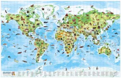 Children wall map world - children's, map: