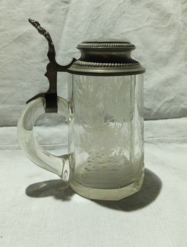 Antiker bierkrug zinndeckel - antiker,