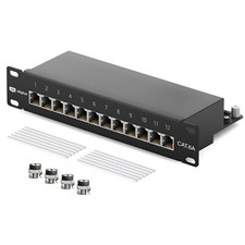 Patchfeld Cat6a Patchpanel 10 Zoll 12 Port 10GB RJ45 Server LAN Cat 6 geschirmt 