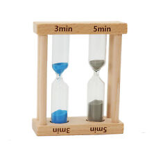 Holz Sanduhr Eieruhr 3 oder 5 Minuten Kurzzeitmesser 2in1 Doppelsanduhr