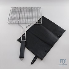 Grillkorb Fischbräter, Fisch-Grillkorb, Edelstahl Barbecue Grillschale, Faltbar,