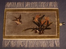 handgeknüpfter Orientteppich Peking / China Seide 60 x 30 cm Vogelmotiv