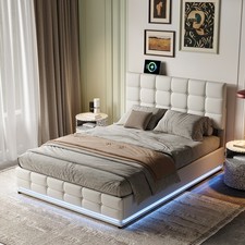 Polsterbett Doppelbett Bettgestell Stauraumbett mit LED Lattenrost DE 140x200cm